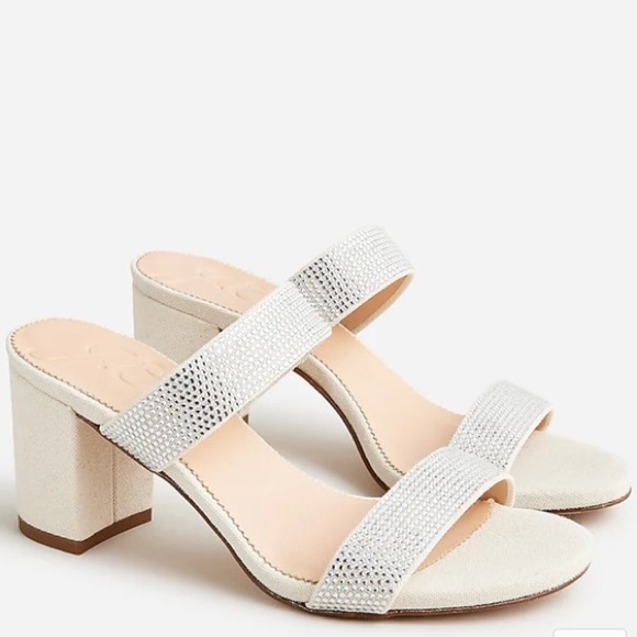 Crew Lucie Double-Strap Block-Heel Sandals with Crystals